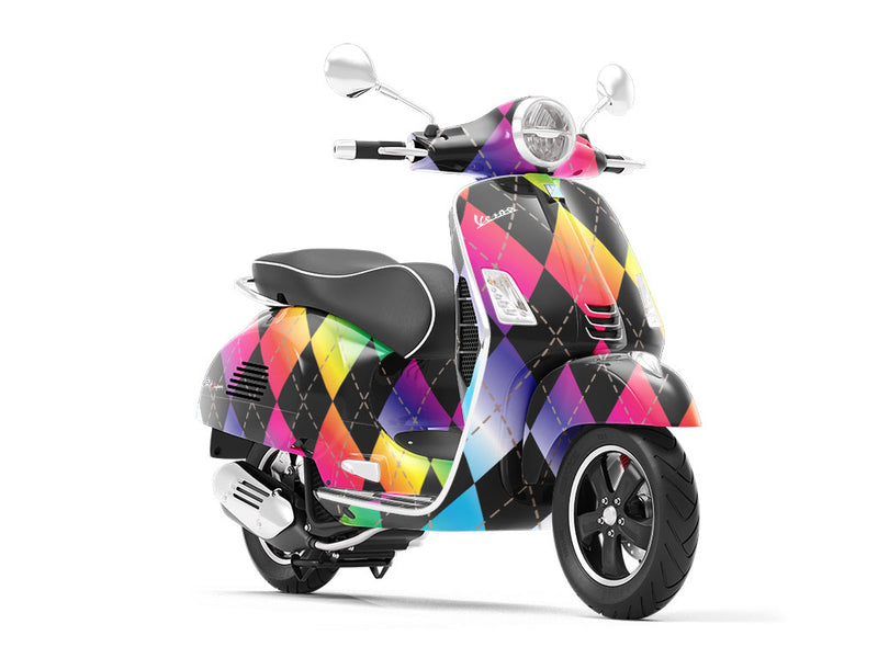Rainbow Gradient Argyle Vespa Scooter Wrap Film