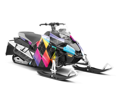 Rainbow Gradient Argyle Custom Wrapped Snowmobile