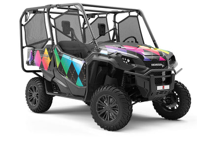 Rainbow Gradient Argyle Utility Vehicle Vinyl Wrap