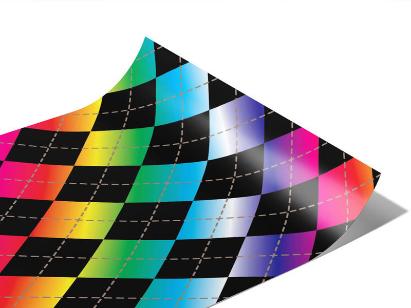 Rainbow Gradient Argyle Vinyl Wraps~Rwraps Series 914 Digitally Printed Vinyl Wrap~0