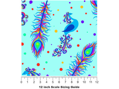 Rainbow Kings Birds Vinyl Film Pattern Size 12 inch Scale~Rwraps Rainbow Kings Birds Sizing Chart~2