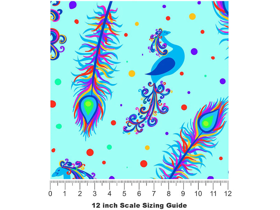 Rainbow Kings Birds Vinyl Film Pattern Size 12 inch Scale~Rwraps Rainbow Kings Birds Sizing Chart~2