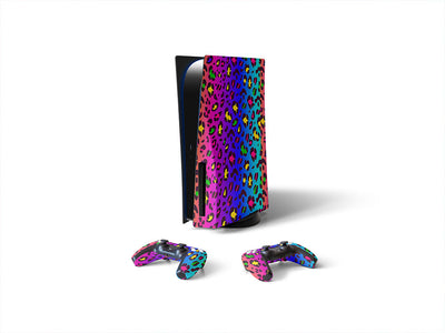rainbow leopard animal print Sony PS5 DIY Skin