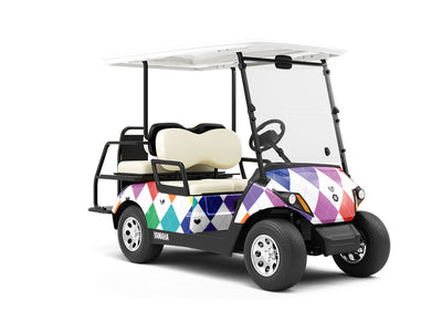 Rainbow Love Argyle Wrapped Golf Cart