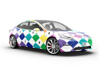 Rainbow Love Argyle Vehicle Vinyl Wrap
