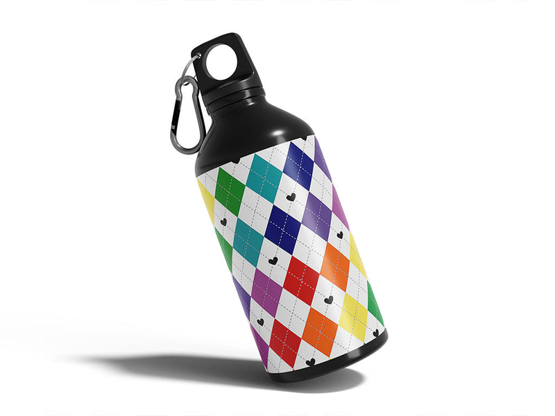 rainbow love argyle Water Bottle DIY Stickers
