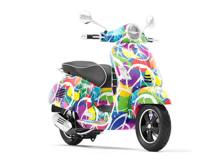 Rainbow Peace Graffiti Vespa Scooter Wrap Film