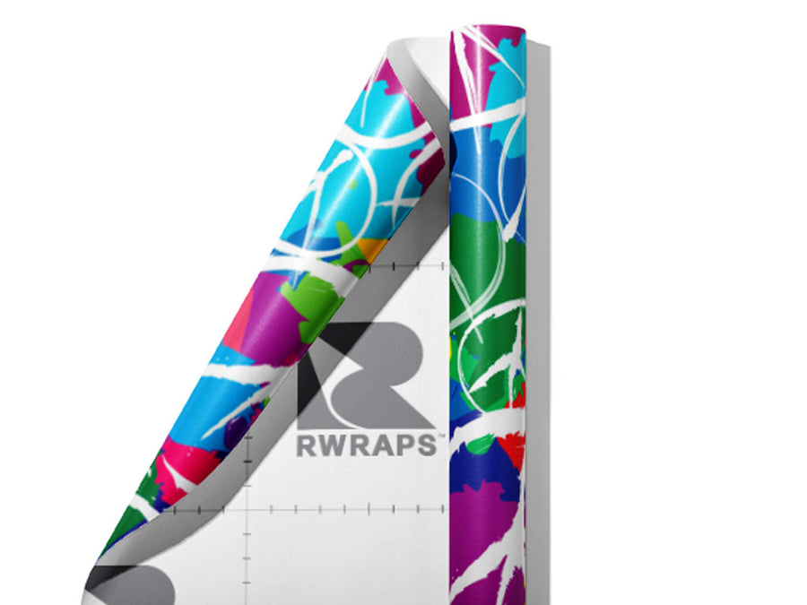 Rainbow Peace Graffiti Wrap Film Sheets~Rwraps Series 914 Rainbow Peace Graffiti Scrolled Sheet~4