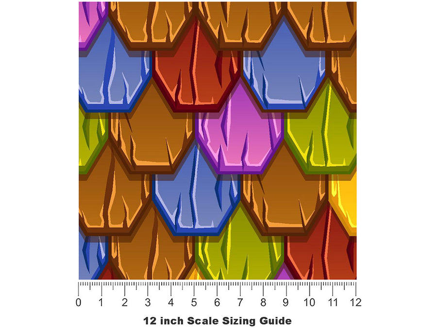 Rainbow Scaled Tile Vinyl Film Pattern Size 12 inch Scale~Rwraps Rainbow Scaled Tile Sizing Chart~3