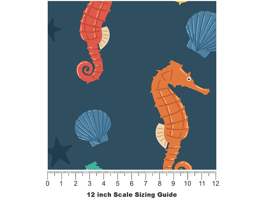 Rainbow Seahorses Marine Life Vinyl Film Pattern Size 12 inch Scale~Rwraps Rainbow Seahorses Marine Life Sizing Chart~2