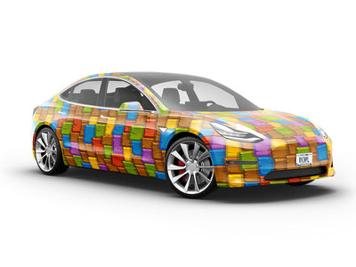 Rainbow Shake Tile Vehicle Vinyl Wrap