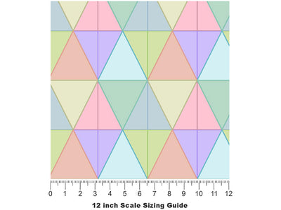 Rainbow Triangles Tile Vinyl Film Pattern Size 12 inch Scale~Rwraps Rainbow Triangles Tile Sizing Chart~3