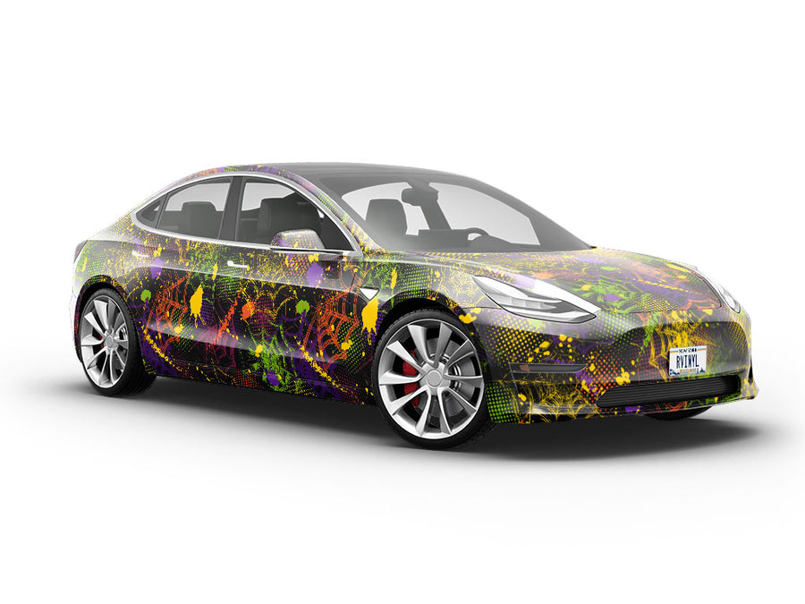 Rainbow Webs Graffiti Vehicle Vinyl Wrap