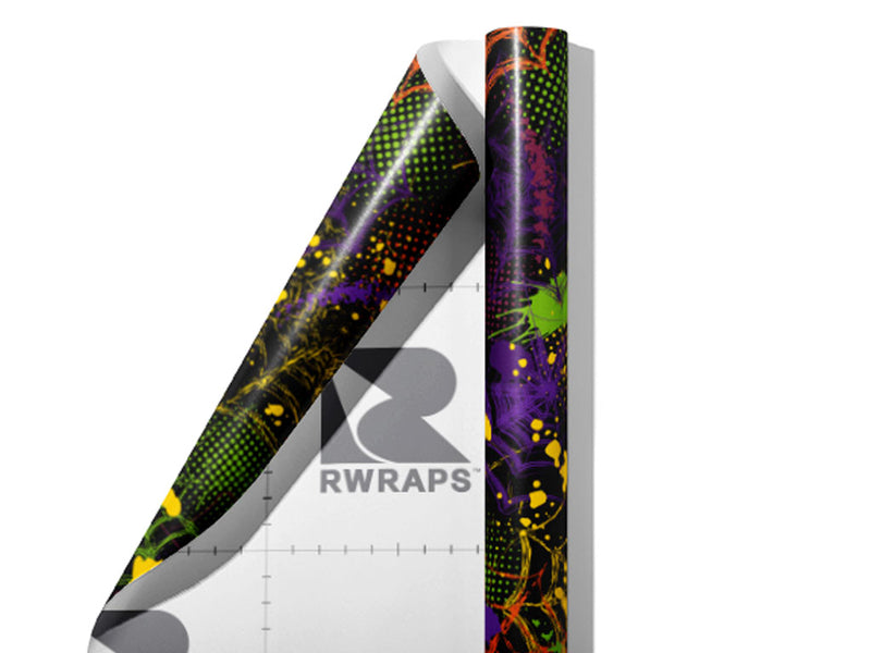 Rainbow Webs Graffiti Wrap Film Sheets~Rwraps Series 914 Rainbow Webs Graffiti Scrolled Sheet~4