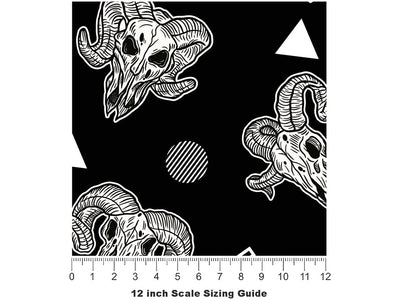 Ram Heads Halloween Vinyl Film Pattern Size 12 inch Scale~Rwraps Ram Heads Halloween Sizing Chart~2