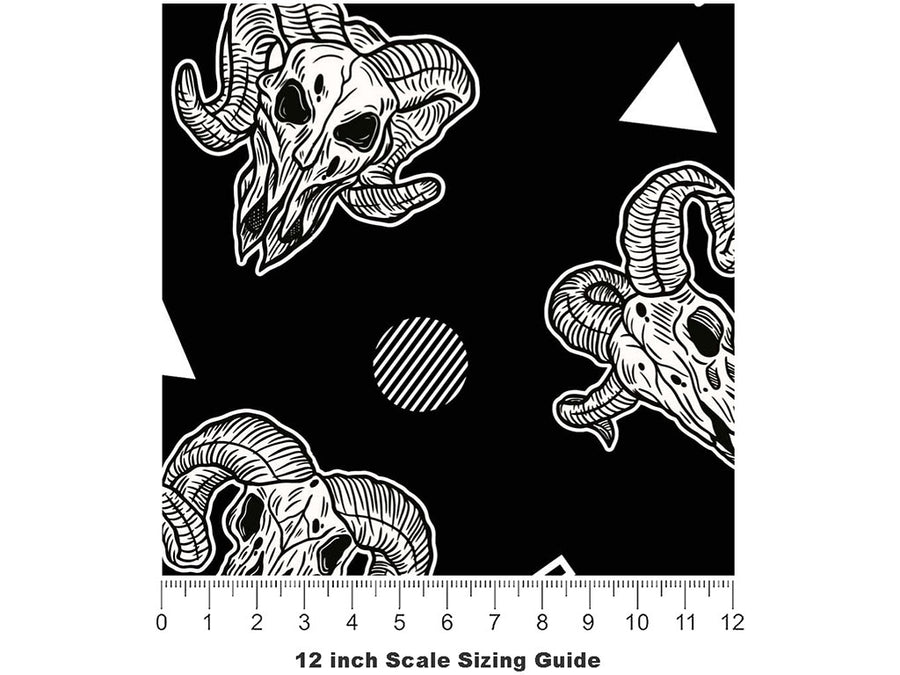 Ram Heads Halloween Vinyl Film Pattern Size 12 inch Scale~Rwraps Ram Heads Halloween Sizing Chart~2