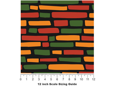 Rastafarian  Brick Vinyl Film Pattern Size 12 inch Scale~Rwraps Rastafarian  Brick Sizing Chart~3