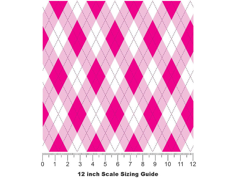 Razzmatazz Riot Argyle Vinyl Film Pattern Size 12 inch Scale~Rwraps Razzmatazz Riot Argyle Sizing Chart~2