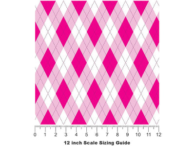 Razzmatazz Riot Argyle Vinyl Film Pattern Size 12 inch Scale~Rwraps Razzmatazz Riot Argyle Sizing Chart~2