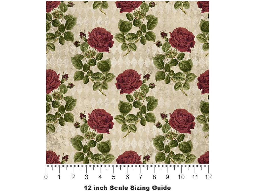 Realistic Roses Gothic Vinyl Film Pattern Size 12 inch Scale~Rwraps Realistic Roses Gothic Sizing Chart~2