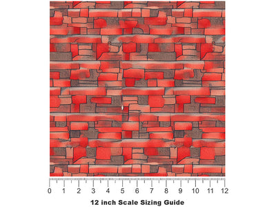 Red  Brick Vinyl Film Pattern Size 12 inch Scale~Rwraps Red  Brick Sizing Chart~3