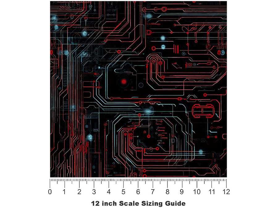 Red Blue Technology Vinyl Film Pattern Size 12 inch Scale~Rwraps Red Blue Technology Sizing Chart~3