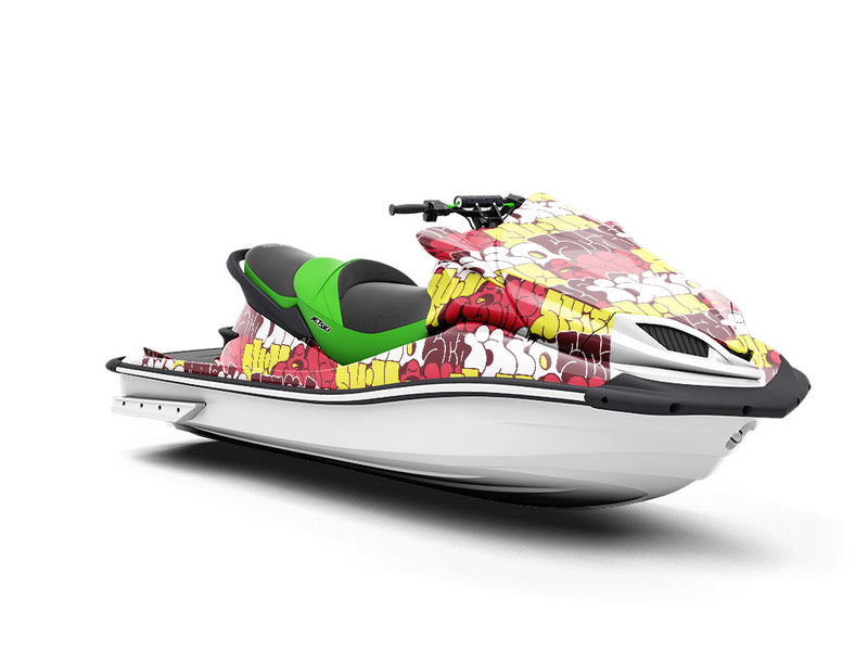 Red Bubbled Graffiti Jet Ski Vinyl Customized Wrap