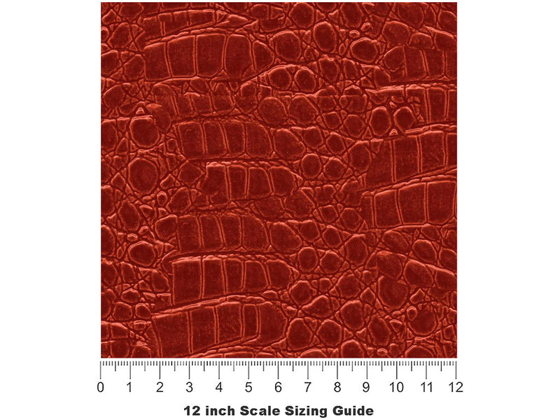 Red Caiman Crocodile Vinyl Film Pattern Size 12 inch Scale~Rwraps Red Caiman Crocodile Sizing Chart~3
