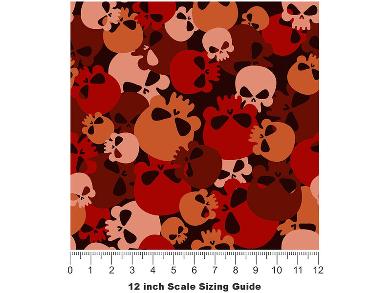 Red Calvaria Halloween Vinyl Film Pattern Size 12 inch Scale~Rwraps Red Calvaria Halloween Sizing Chart~2