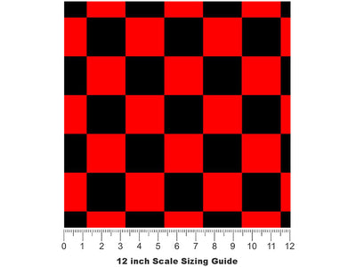 Red Name3 Checkered Vinyl Film Pattern Size 12 inch Scale~Rwraps Red Name3 Checkered Sizing Chart~3