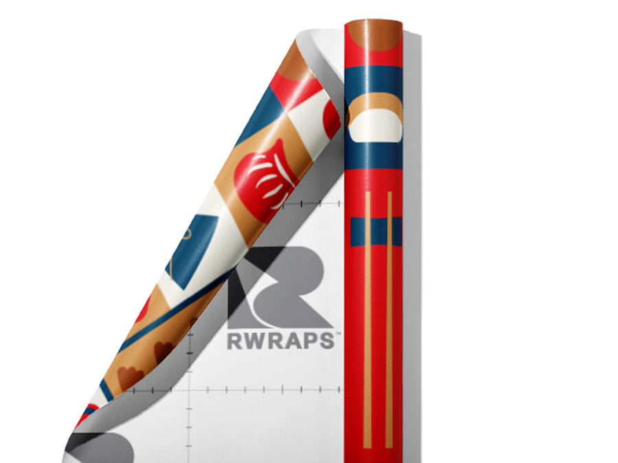 Red Chopsticks Food Wrap Film Sheets~Rwraps Series 914 Red Chopsticks Food Scrolled Sheet~3