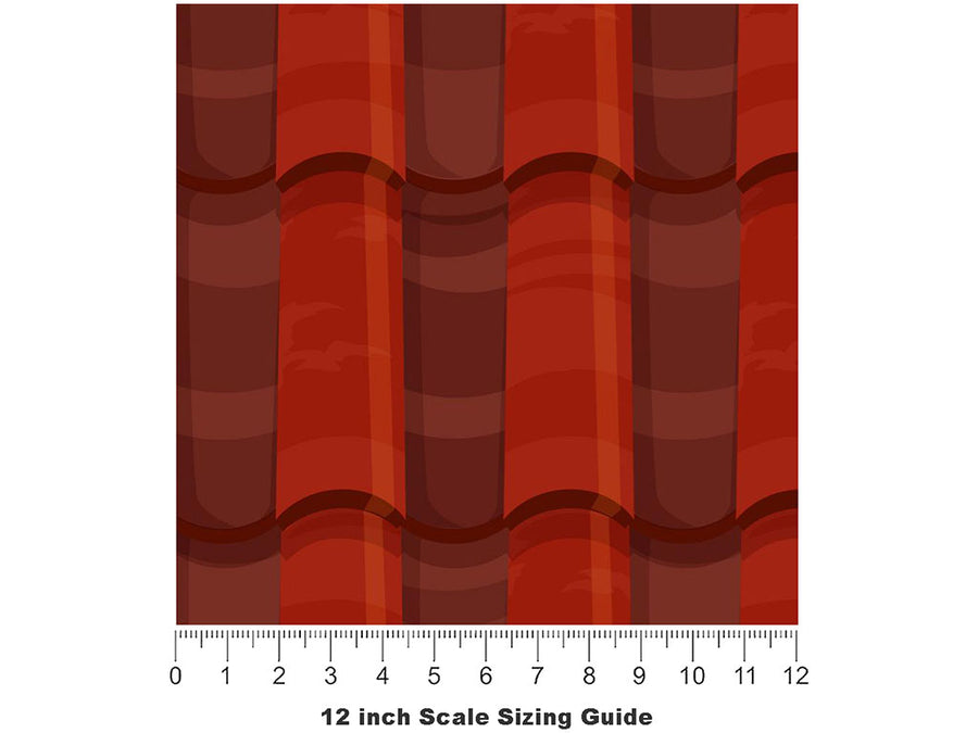 Red Clay Tile Vinyl Film Pattern Size 12 inch Scale~Rwraps Red Clay Tile Sizing Chart~3