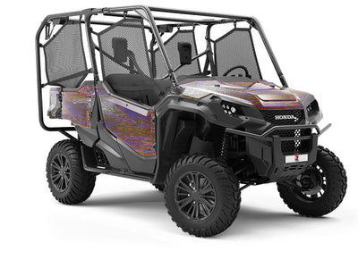 Red Distortion Technology Utility Vehicle Vinyl Wrap