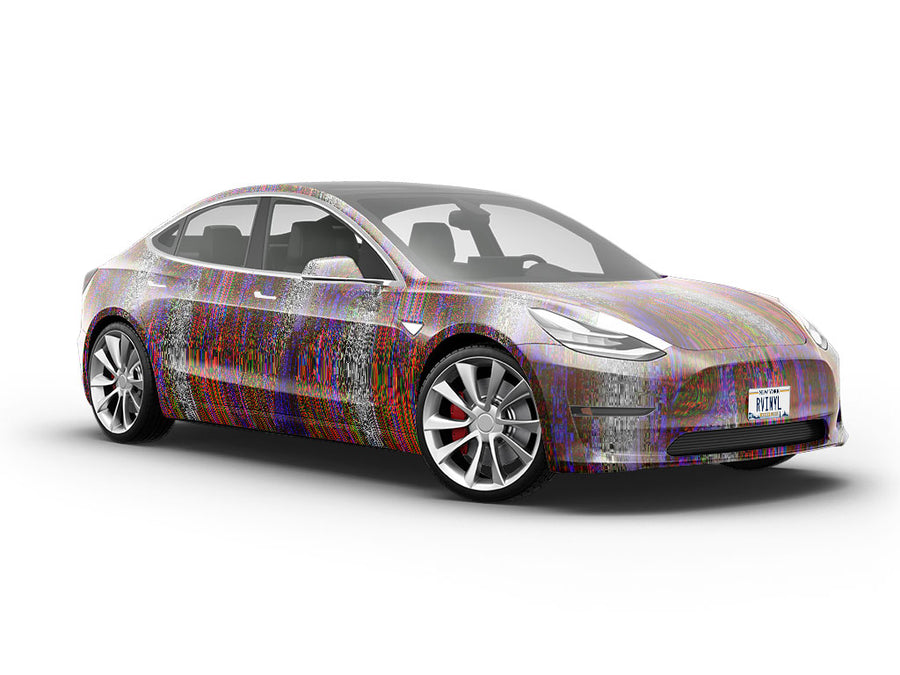 Red Distortion Technology Vehicle Vinyl Wrap