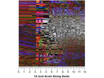 Red Distortion Technology Vinyl Film Pattern Size 12 inch Scale~Rwraps Red Distortion Technology Sizing Chart~3