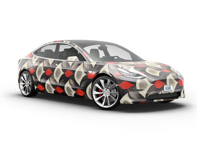 Red Flame Art Deco Vehicle Vinyl Wrap