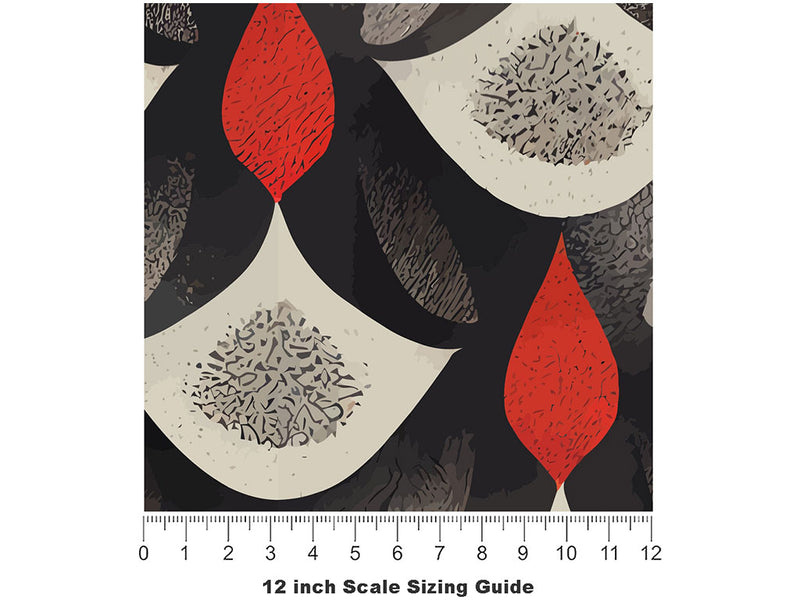 Red Flame Art Deco Vinyl Film Pattern Size 12 inch Scale~Rwraps Red Flame Art Deco Sizing Chart~2