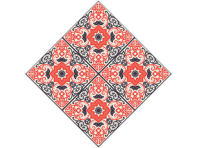 Red Flower Tile Vinyl Wrap Pattern