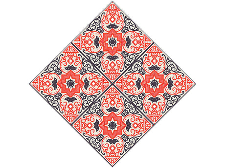 Red Flower Tile Vinyl Wrap Pattern
