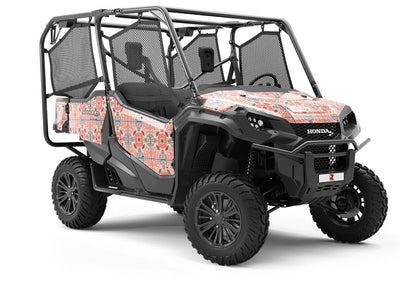 Red Flower Tile Utility Vehicle Vinyl Wrap
