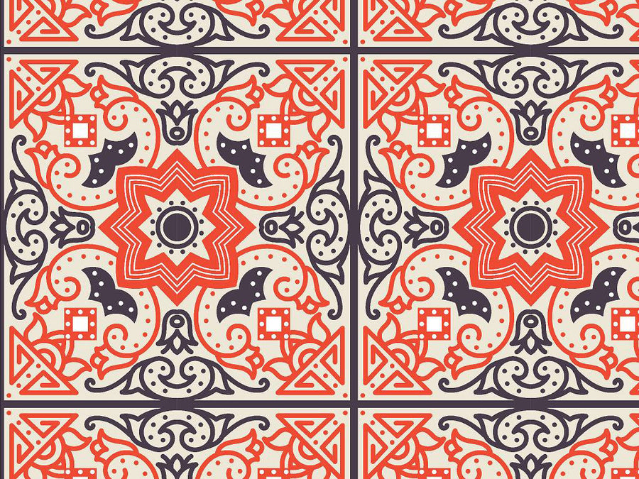 Red Flower Tile Vinyl Wrap Pattern~Rwraps Series 914 Digitally Printed Vinyl Wrap~0