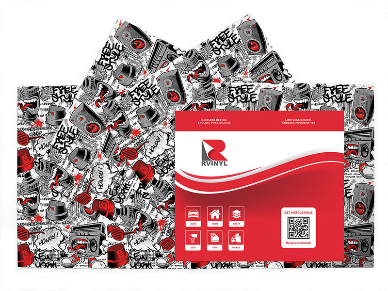 red free style graffiti Craft Vinyl Sheet Pack