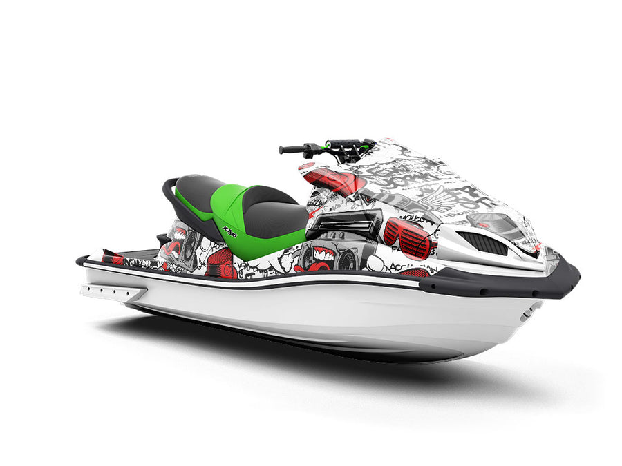 Red Free Style Graffiti Jet Ski Vinyl Customized Wrap