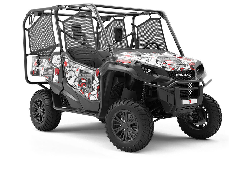 Red Free Style Graffiti Utility Vehicle Vinyl Wrap