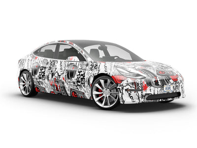 Red Free Style Graffiti Vehicle Vinyl Wrap