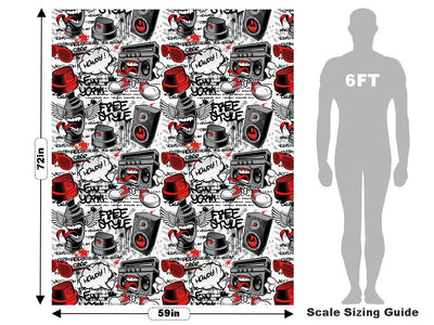 Red Free Style Graffiti Vehicle Wrap Scale~Rwraps Series 914 Red Free Style Graffiti Measurements~1