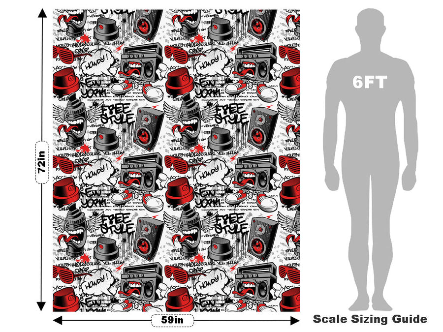 Red Free Style Graffiti Vehicle Wrap Scale~Rwraps Series 914 Red Free Style Graffiti Measurements~1