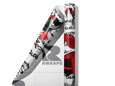 Red Free Style Graffiti Wrap Film Sheets~Rwraps Series 914 Red Free Style Graffiti Scrolled Sheet~3