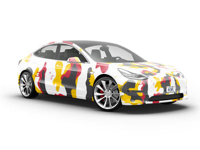 Red Graffiti Camouflage Vehicle Vinyl Wrap