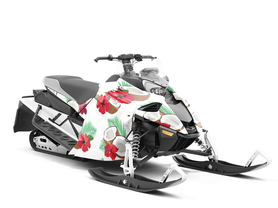 Red Hibiscus Fruit Custom Wrapped Snowmobile